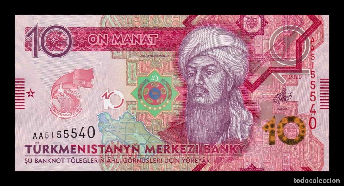 Billetes extranjeros: Turkmenist&aacute;n 10 Manat Conmemorativo 2020 Pick 44 Sc Unc