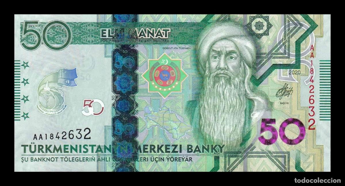 Billetes extranjeros: Turkmenist&aacute;n 50 Manat Conmemorativo 2020 Pick 46 Sc Unc