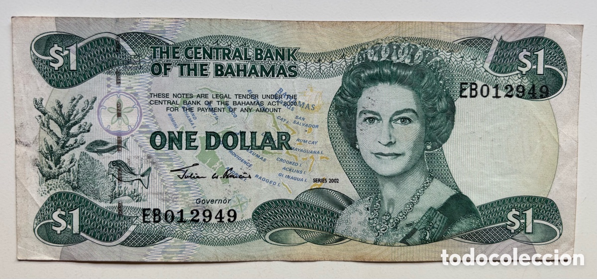 Billetes extranjeros: Billete BAHAMAS 1 D&oacute;lar 2002 - Foto 1