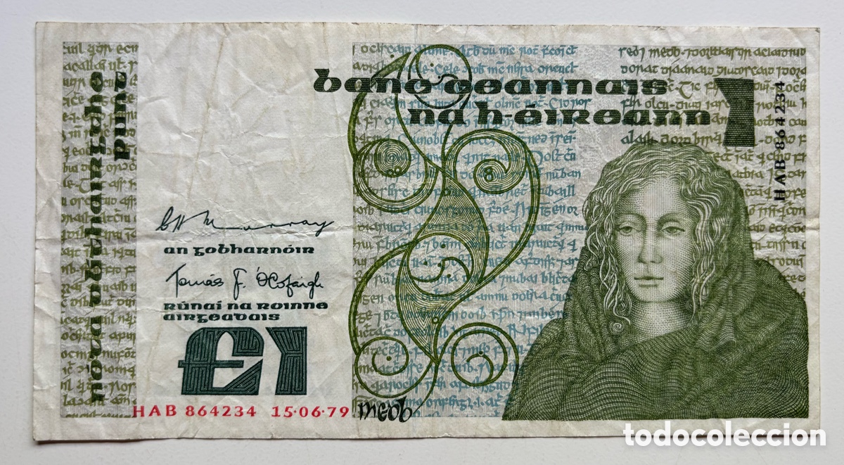 Billetes extranjeros: Billete IRLANDA 1 Libra 1979. Pound