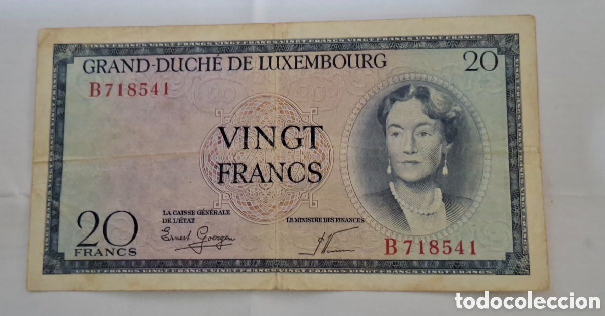 Billetes extranjeros: Billete Luxemburgo,1.967, 20 Francos,BC