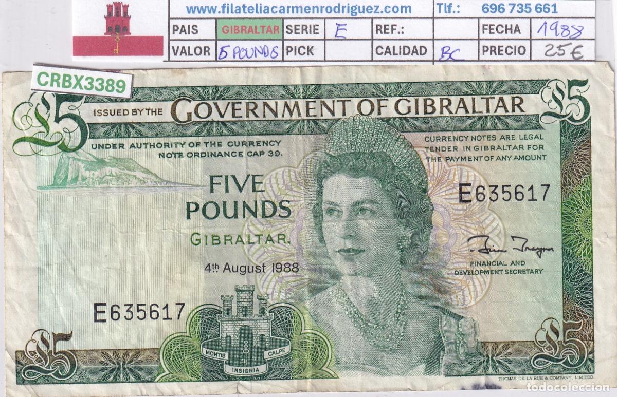 Billetes extranjeros: CRBX3389 BILLETE GIBRALTAR 5 POUNDS 1988 SERIE E BC