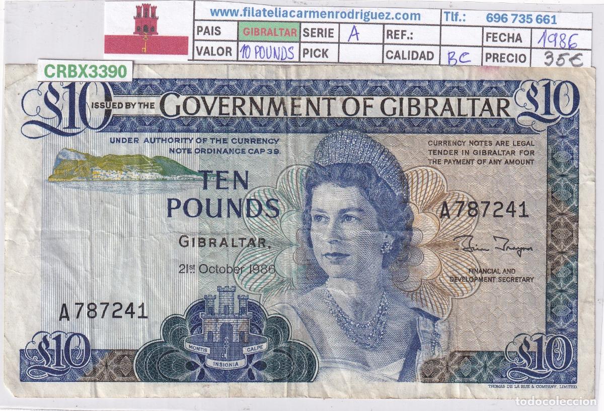 Billetes extranjeros: CRBX3390 BILLETE GIBRALTAR 10 POUNDS 1986 SERIE A BC