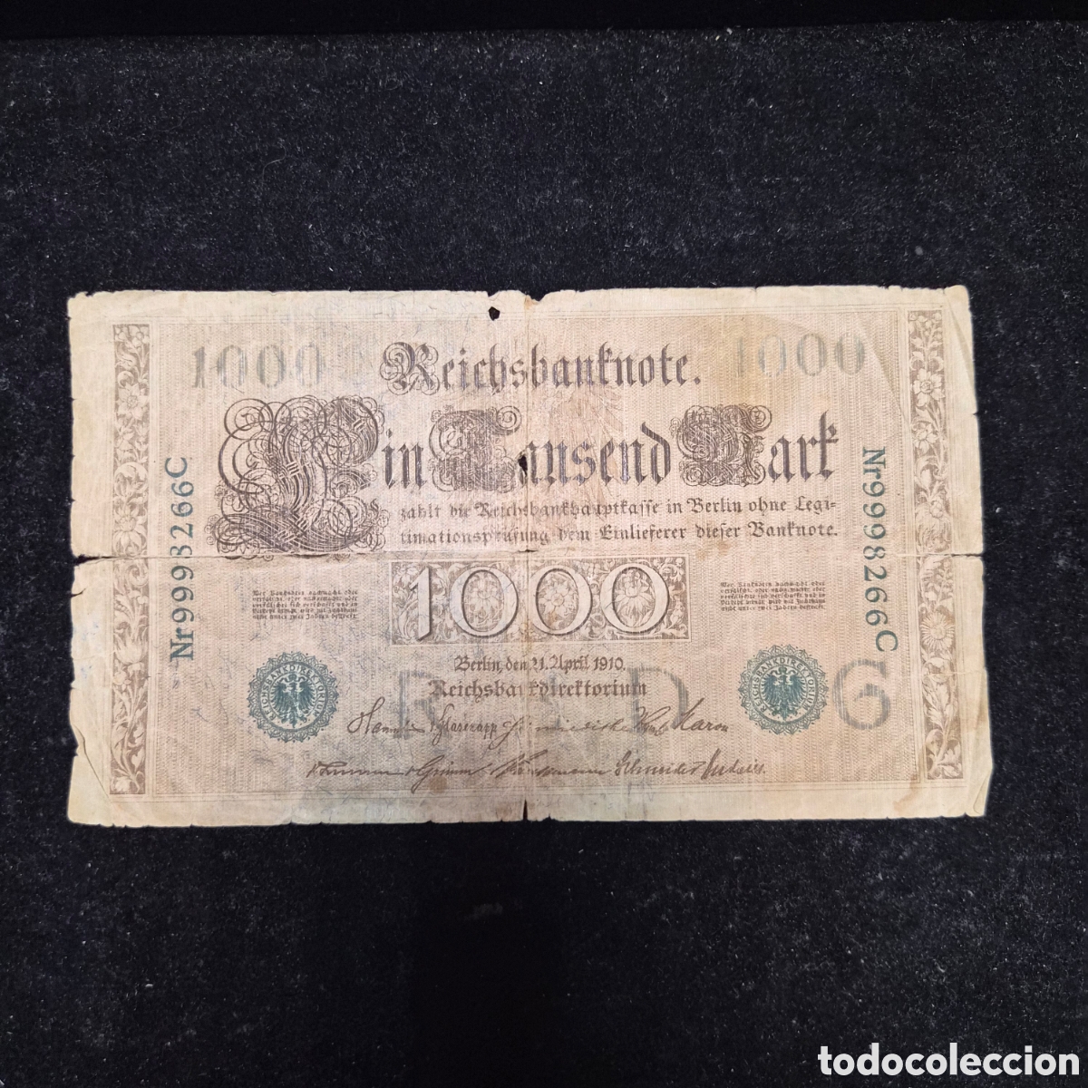Billetes extranjeros: Billete de 1.000 Marcos &ndash; Alemania &ndash; Reichsbanknote &ndash; Berl&iacute;n, 21 de abril de 1910