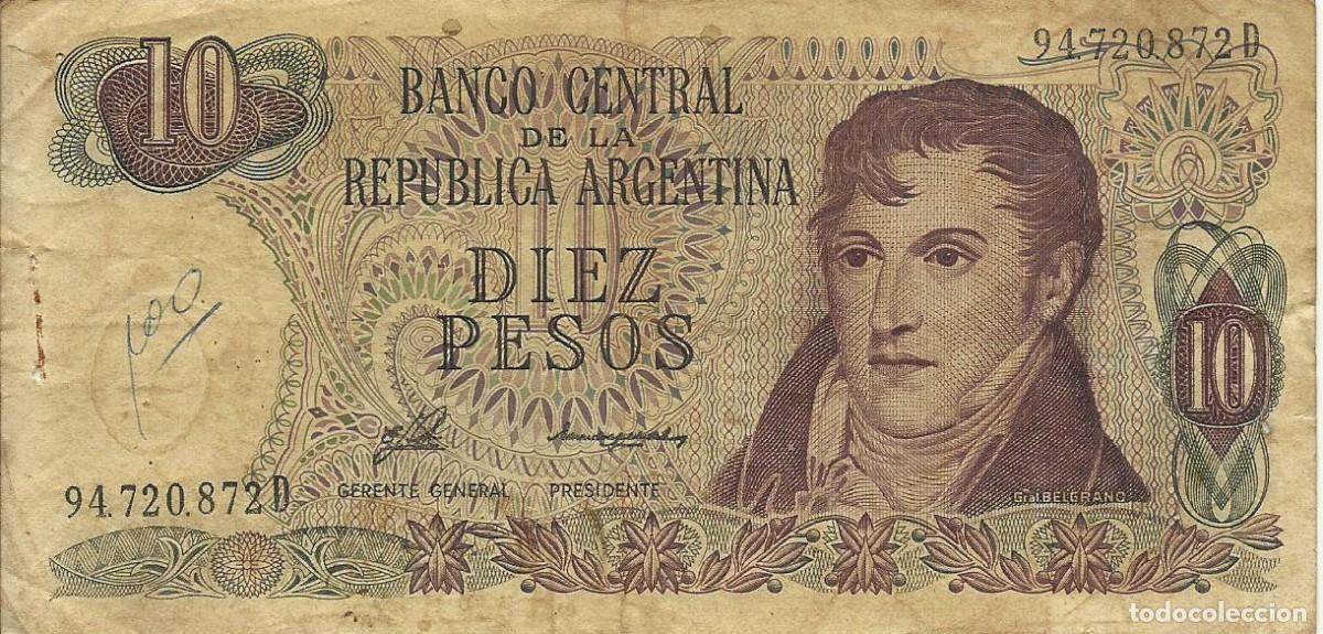 Billetes extranjeros: ARGENTINA - 10 PESOS - 1976 - 94.720.872 D - FOTOS