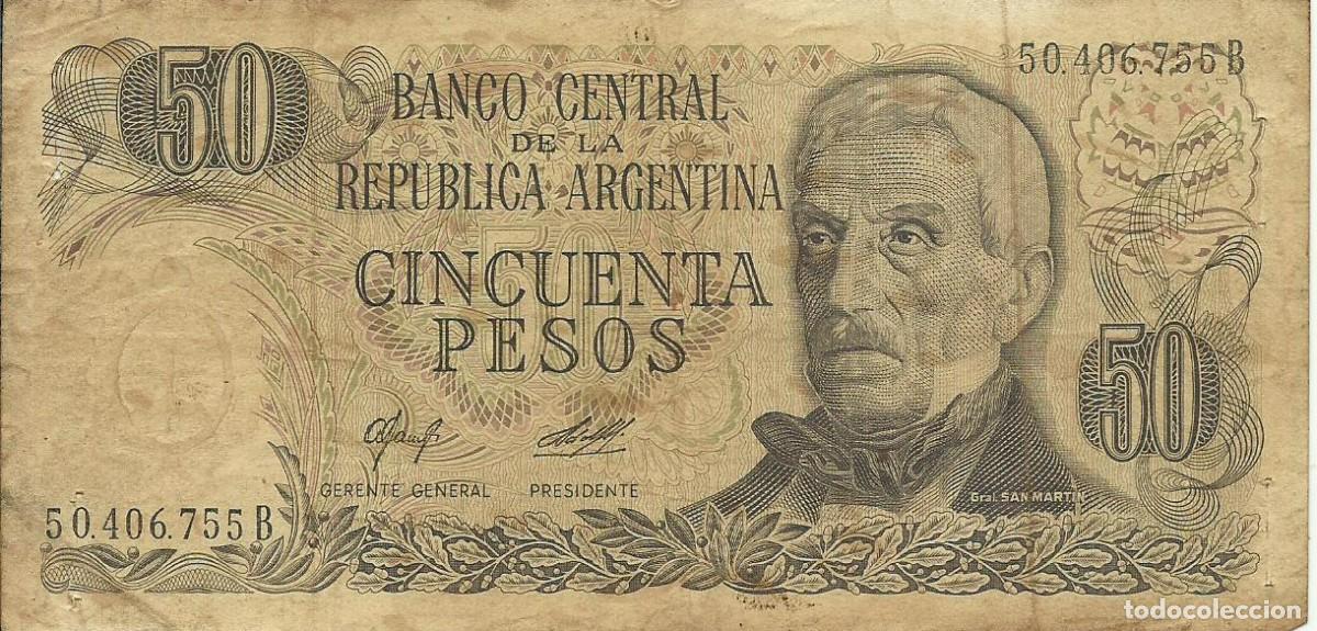 Billetes extranjeros: ARGENTINA - 50 PESOS - 1976-78 - 50.406.755 B - FOTOS