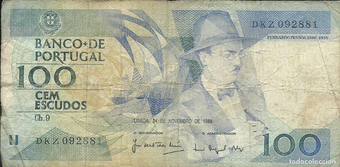 Billetes extranjeros: PORTUGAL - 100 ESCUDOS - 1988 - DKZ 092881 - FOTOS
