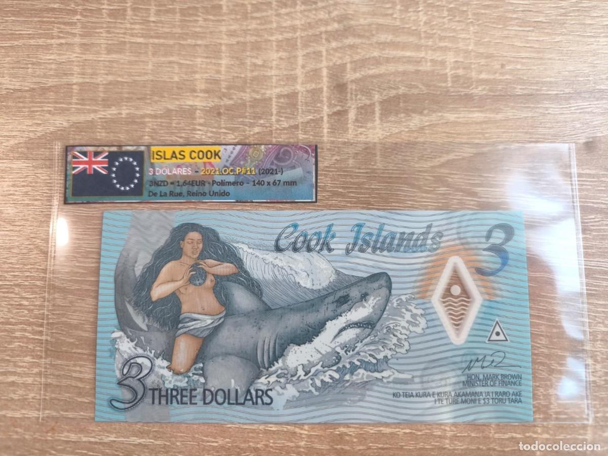 Billetes extranjeros: Billete 3 D&oacute;lares - Islas Cook 2021 - SC