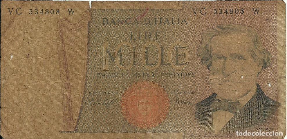 Billetes extranjeros: ITALIA - 1000 LIRAS - 1969 - VC 534808 W - G VERDI - FOTOS