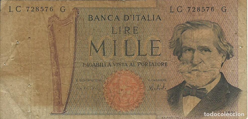Billetes extranjeros: ITALIA - 1000 LIRAS - 1969 - LC 728576 G - G. VERDI - FOTOS