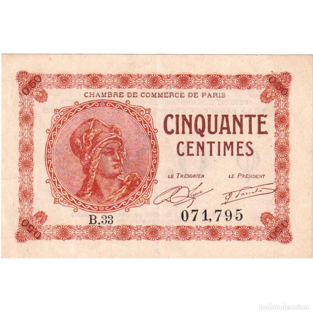 Billetes extranjeros: [#1234301] Francia, Paris, 50 Centimes, 1920-03-10, Chambre de Commerce, UNC, Pirot:97-10