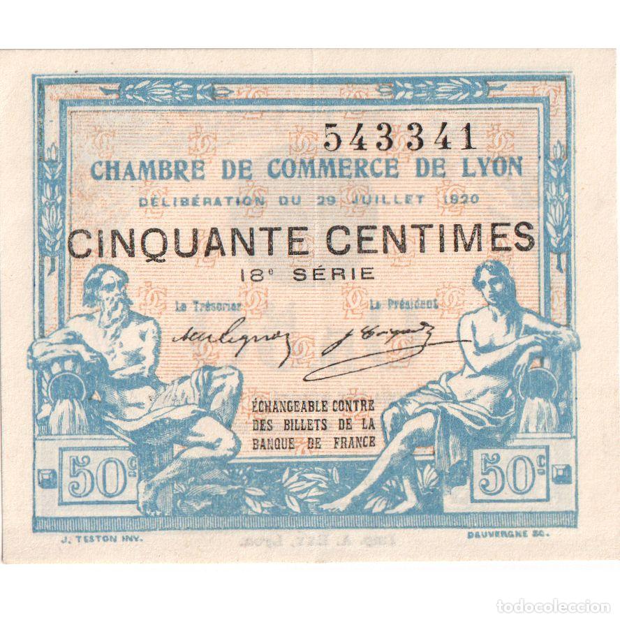Billetes extranjeros: [#1234298] Francia, Lyon, 50 Centimes, 1920-07-29, Chambre de Commerce, UNC, Pirot:77-3