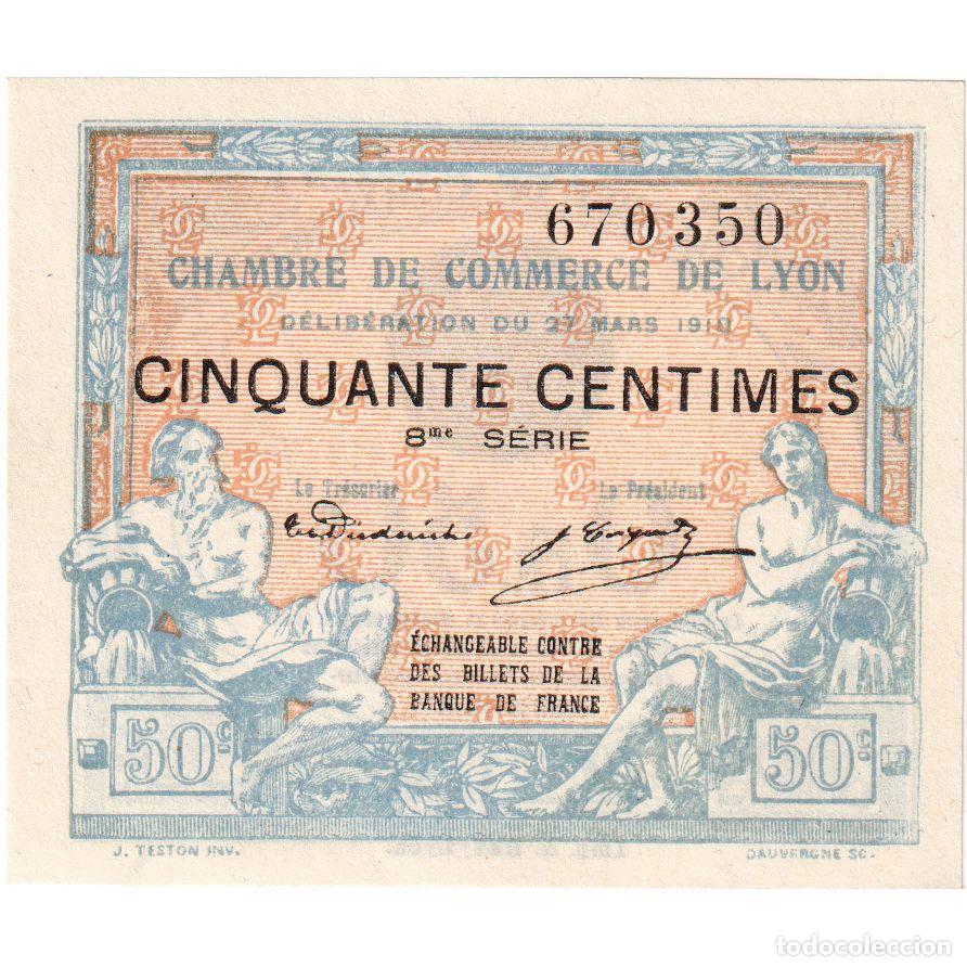 Billetes extranjeros: [#1234297] Francia, Lyon, 50 Centimes, 1918-03-27, Chambre de Commerce, UNC, Pirot:77-3