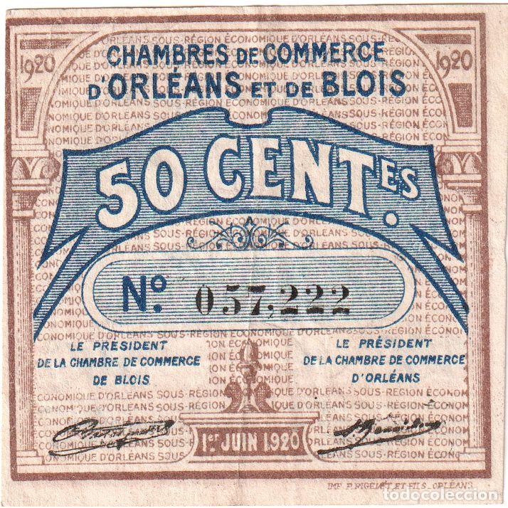 Billetes extranjeros: [#1234308] Francia, ORLEANS ET BLOIS, 50 Centimes, 1920-06-01, Chambre de Commerce, MBC+