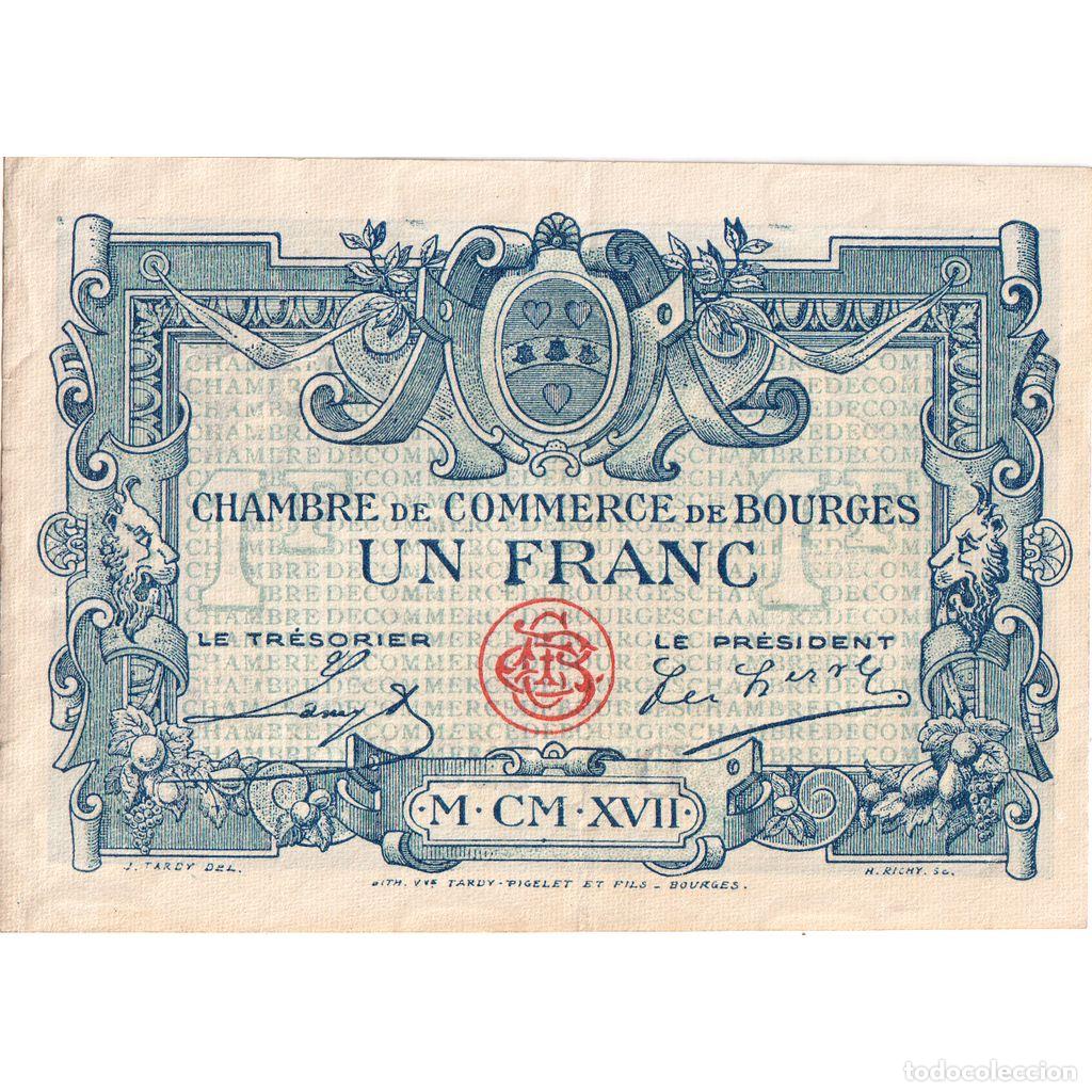Billetes extranjeros: [#1234296] Francia, Bourges, 1 Franc, Undated (1917), Chambre de Commerce, MBC, Pirot:32-9