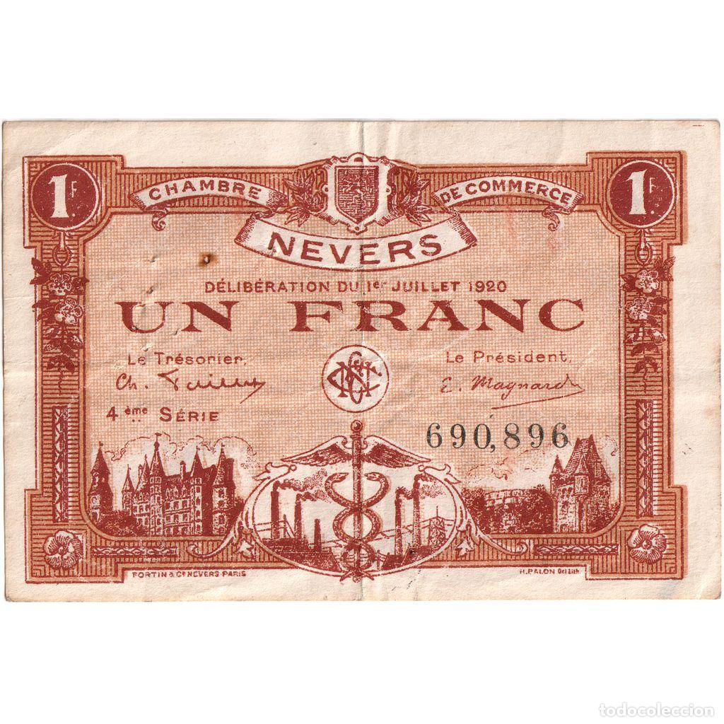 Billetes extranjeros: [#1234315] Francia, Nevers, 1 Franc, 1920-07-01, Chambre de Commerce, BC+