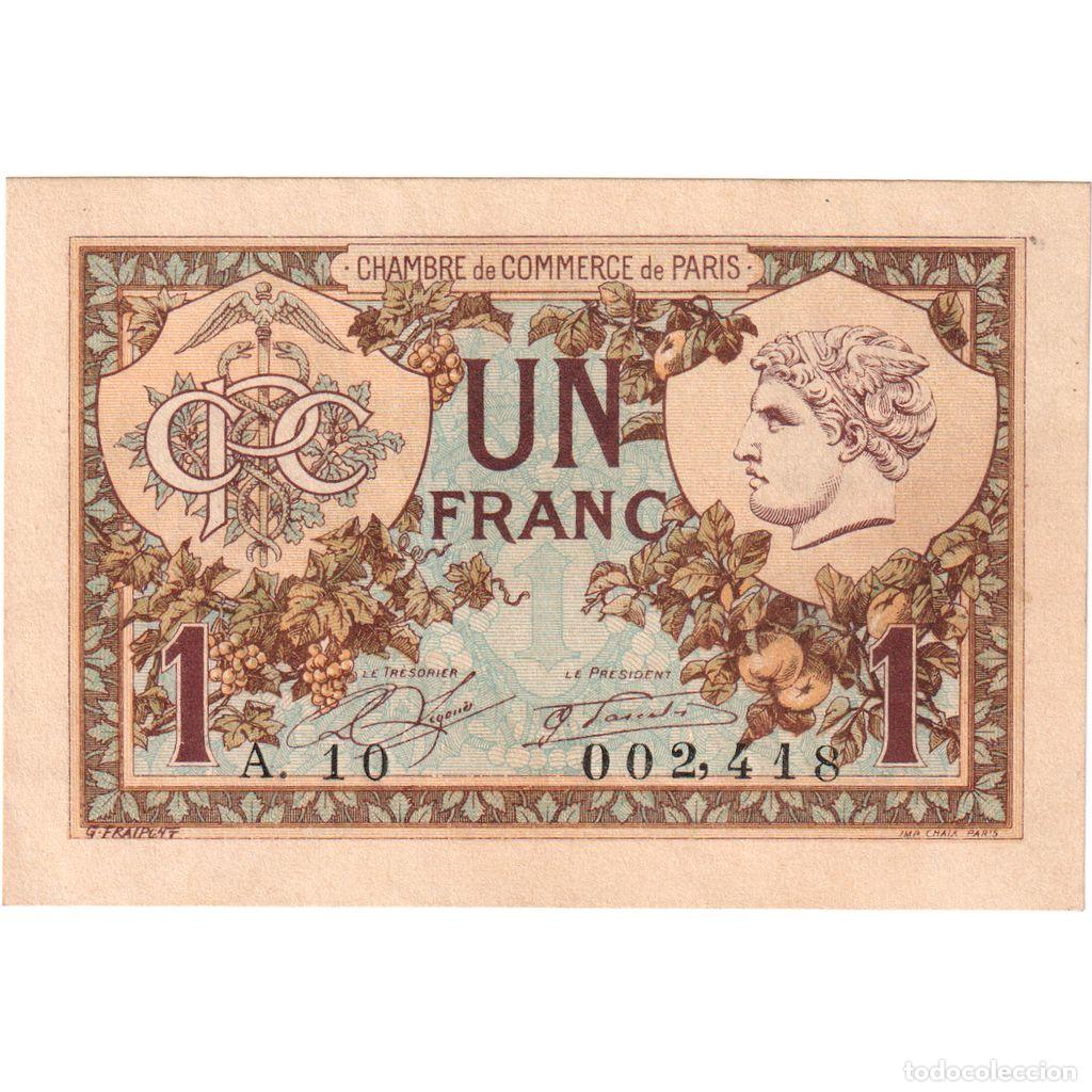 Billetes extranjeros: [#1234318] Francia, Paris, 1 Franc, 1922-07-01, Chambre de Commerce, SC