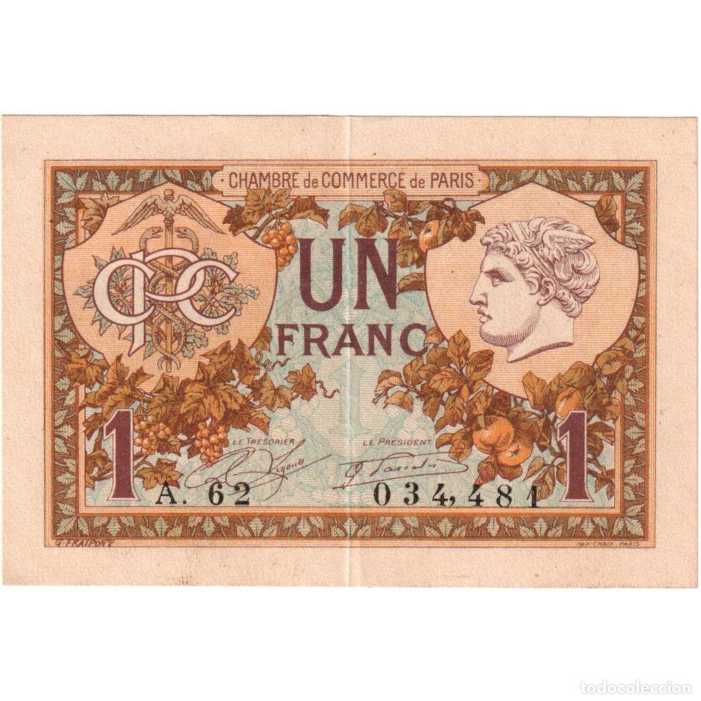 Billetes extranjeros: [#1234320] Francia, Paris, 1 Franc, 1922-07-01, Chambre de Commerce, MBC+