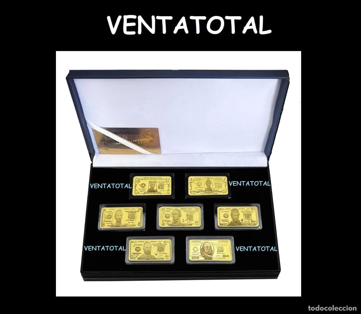 Billetes extranjeros: LOS DOLARES DE ESTADOS UNIDOS COLECCION COMPLETA DE 7 LINGOTES DE ORO DE 24 KILATES LEER DENTRO