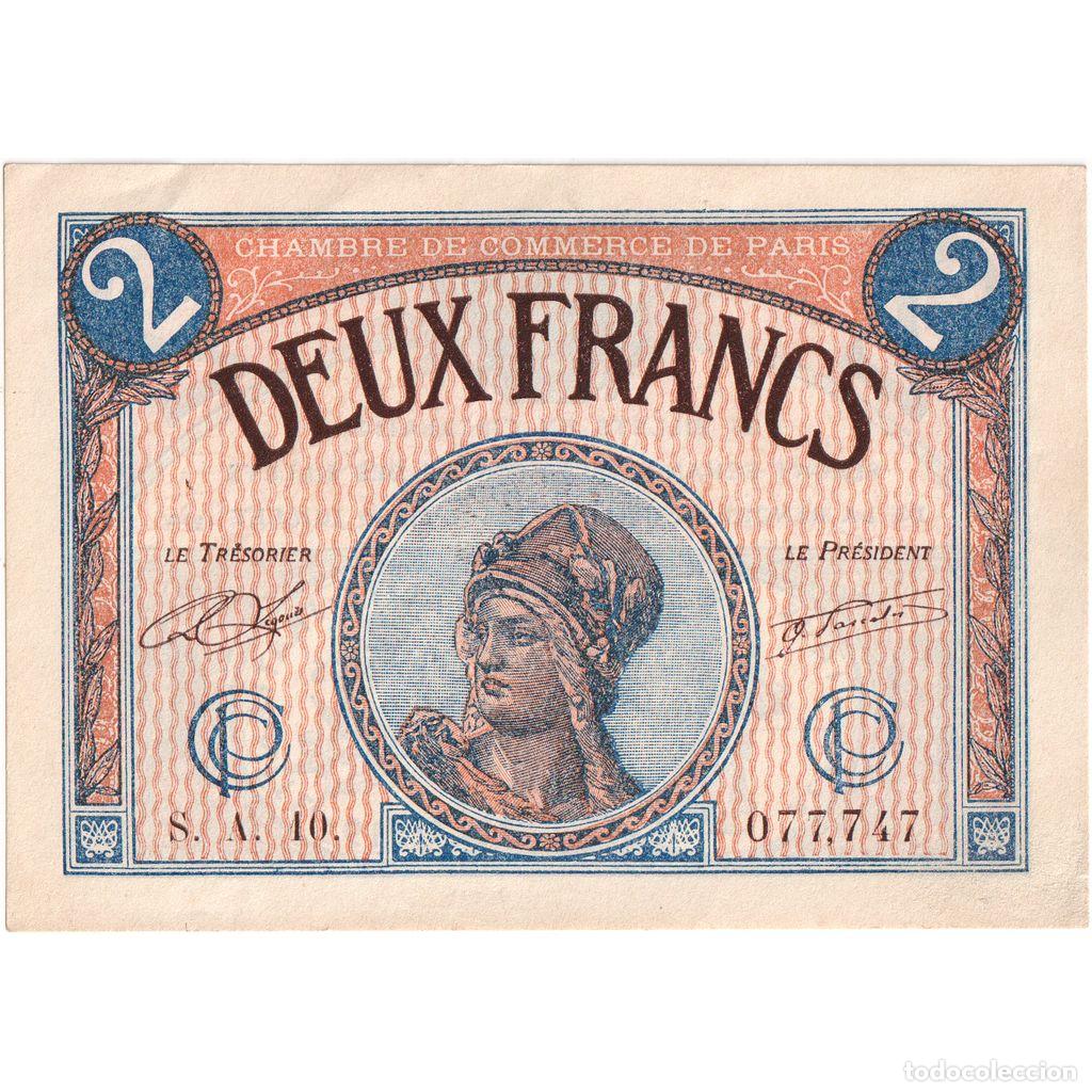 Billetes extranjeros: [#1234324] Francia, Paris, 2 Francs, 1922-07-01, Chambre de Commerce, EBC