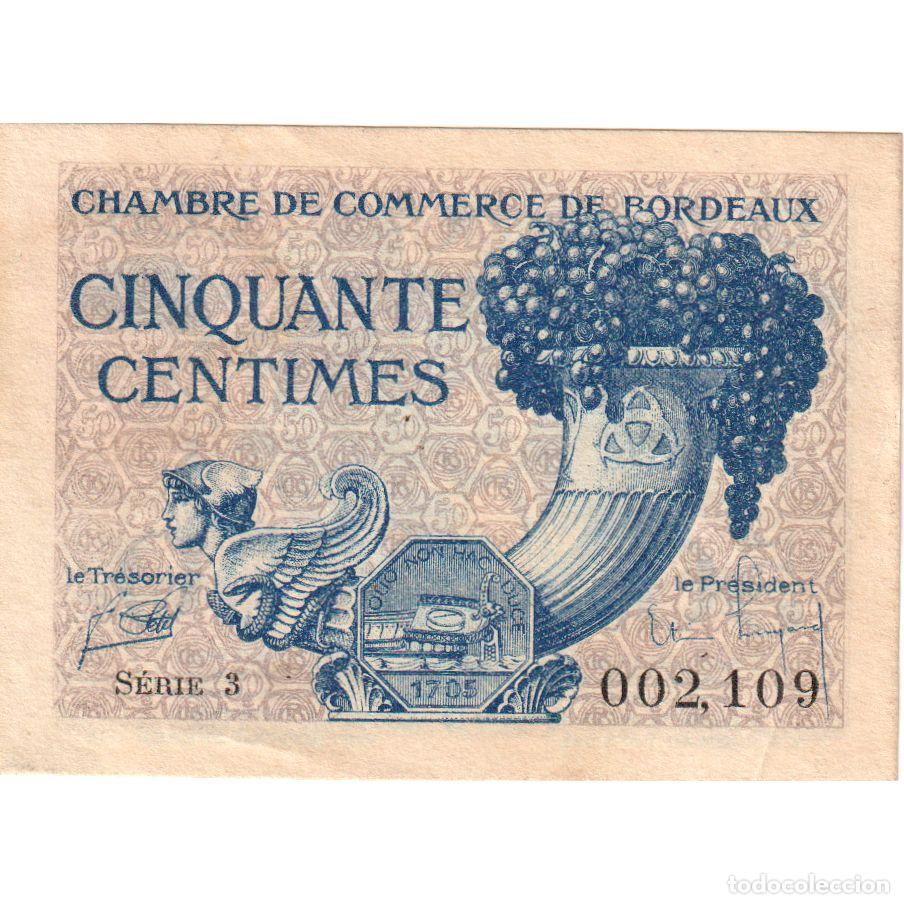 Billetes extranjeros: [#1234325] Francia, Bordeaux, 50 Centimes, Chambre de Commerce, EBC, Pirot:30-01
