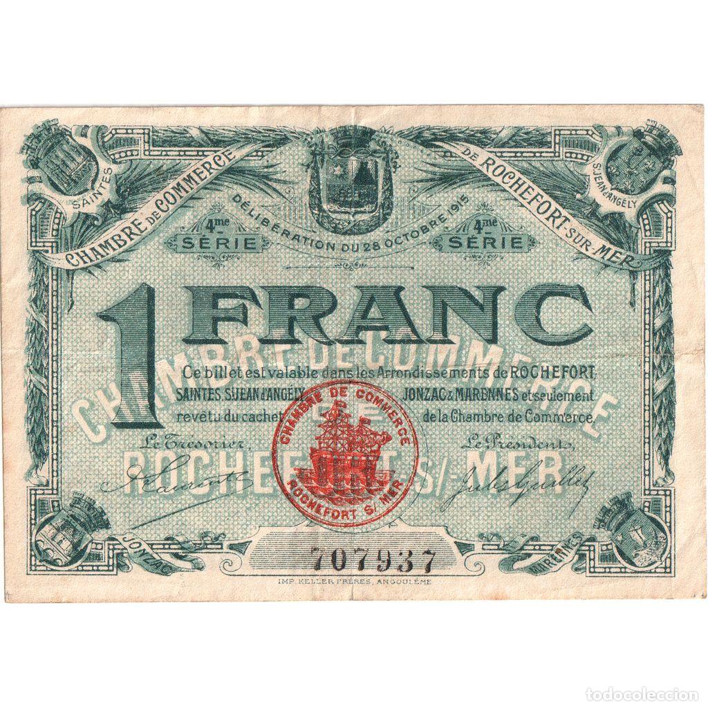 Billetes extranjeros: [#1234334] Francia, ROCHEFORT S/MER, 1 Franc, 1920-12-31, Chambre de Commerce, MBC