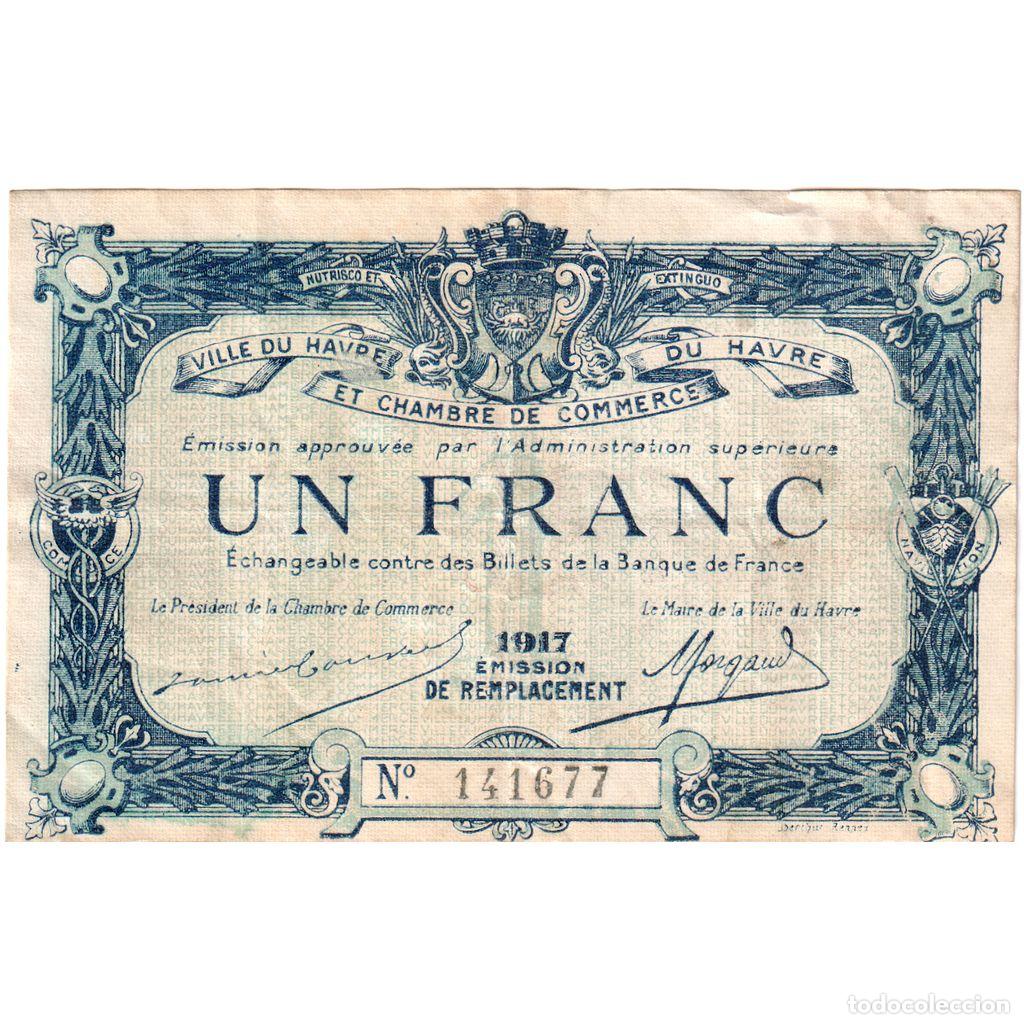 Billetes extranjeros: [#1234338] Francia, Le Havre, 1 Franc, Undated (1916), Chambre de Commerce, MBC