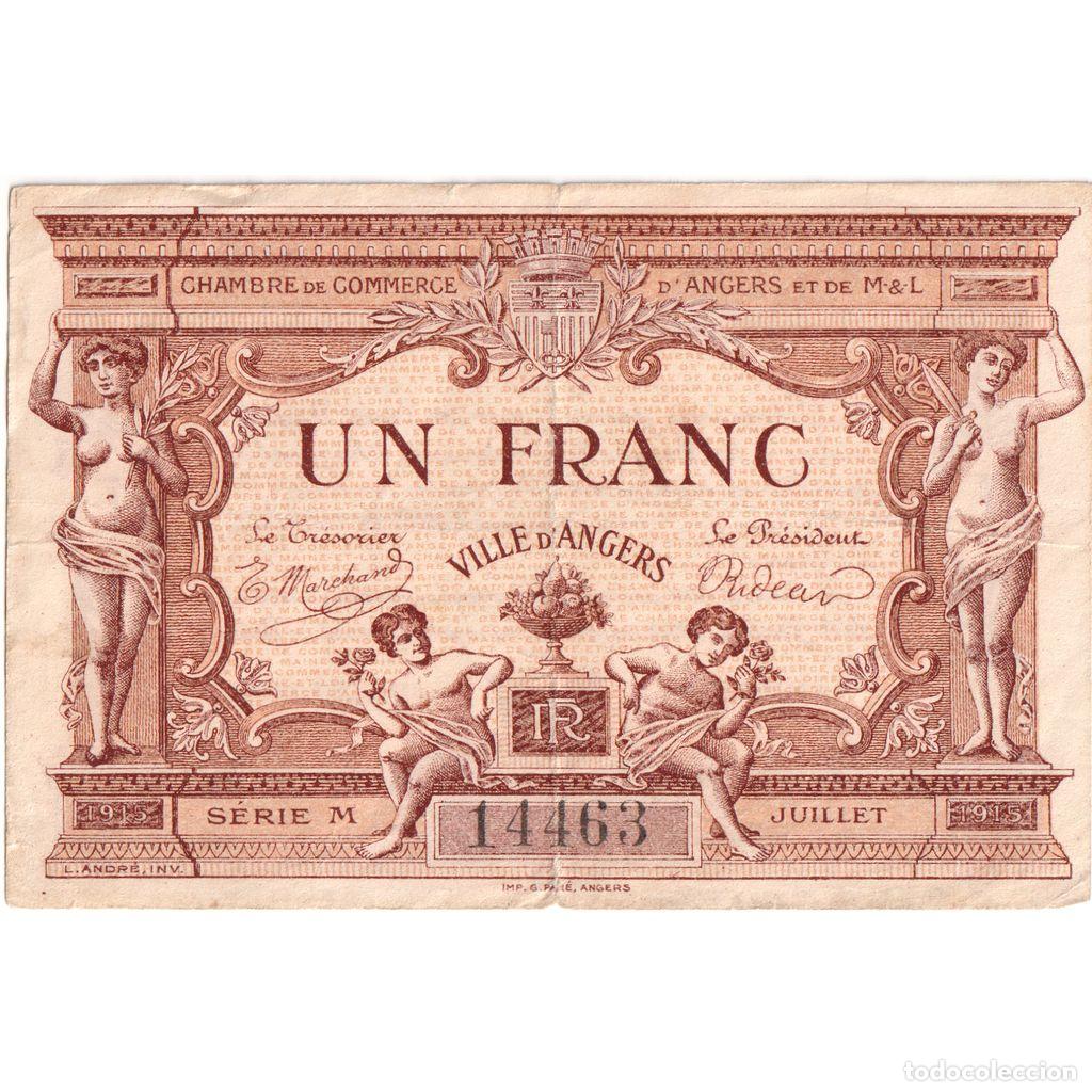 Billetes extranjeros: [#1234341] Francia, Angers, 1 Franc, 1915-07, Chambre de Commerce, MBC