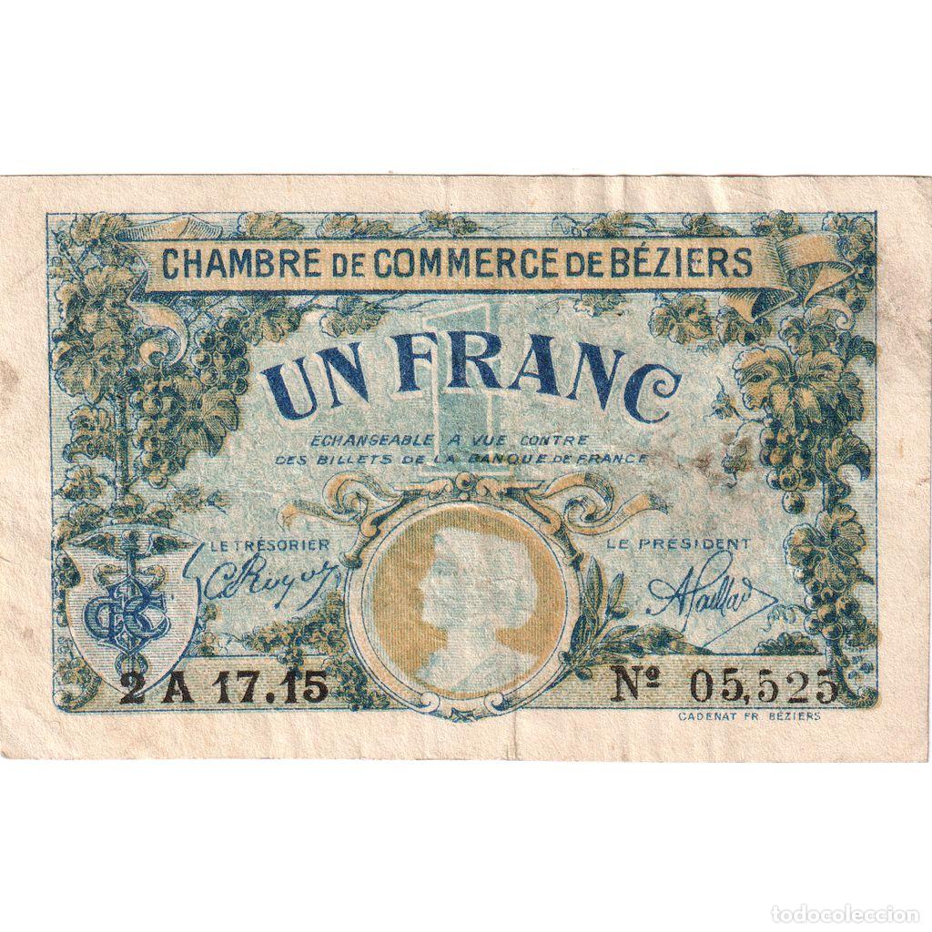 Billetes extranjeros: [#1234343] Francia, 1 Franc, 1924-12-31, 2G 53.51, Chambre de Commerce de B&eacute;ziers, MBC