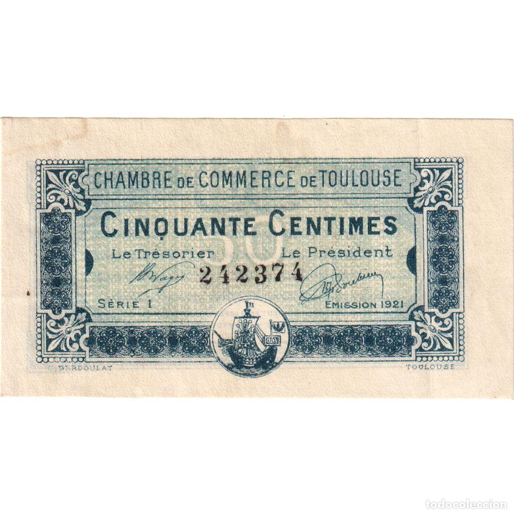 Billetes extranjeros: [#1234345] Francia, Toulouse, 50 Centimes, 1920-10-13, Chambre de Commerce, MBC+