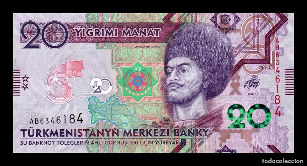 Billetes extranjeros: Turkmenist&aacute;n 20 Manat Conmemorativo 2020 Pick 45 Sc Unc