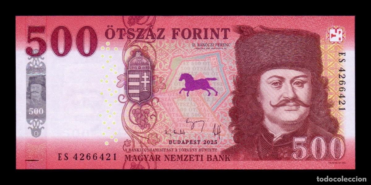 Billetes extranjeros: Hungr&iacute;a 500 Forint R&aacute;k&oacute;czi Ferenc II 2025 Pick 202c Sc Unc