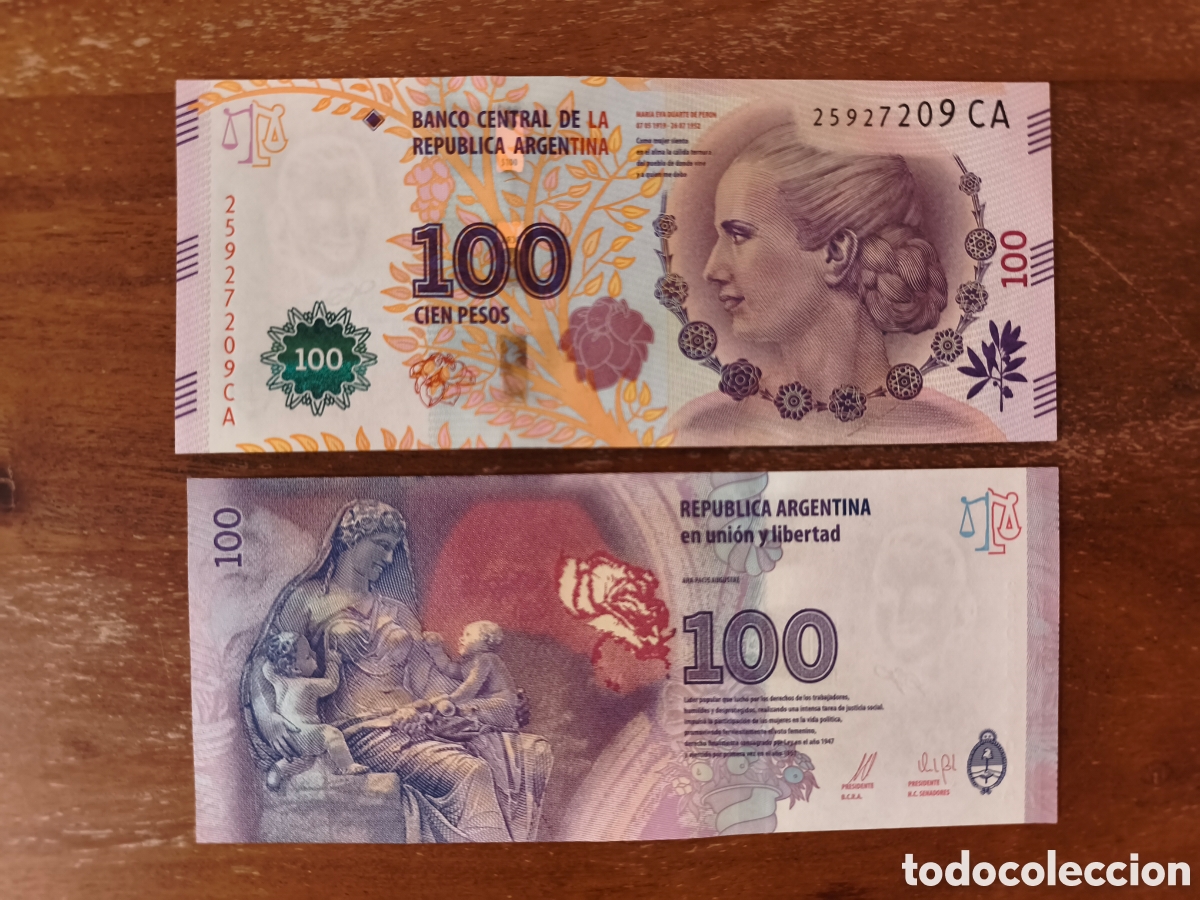 Billetes extranjeros: 100 pesos Argentina 2016