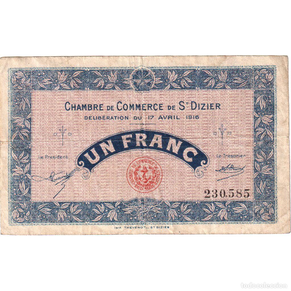 Billetes extranjeros: [#1234346] Francia, Saint-Dizier, 1 Franc, 1916-04-17, Chambre de Commerce, BC