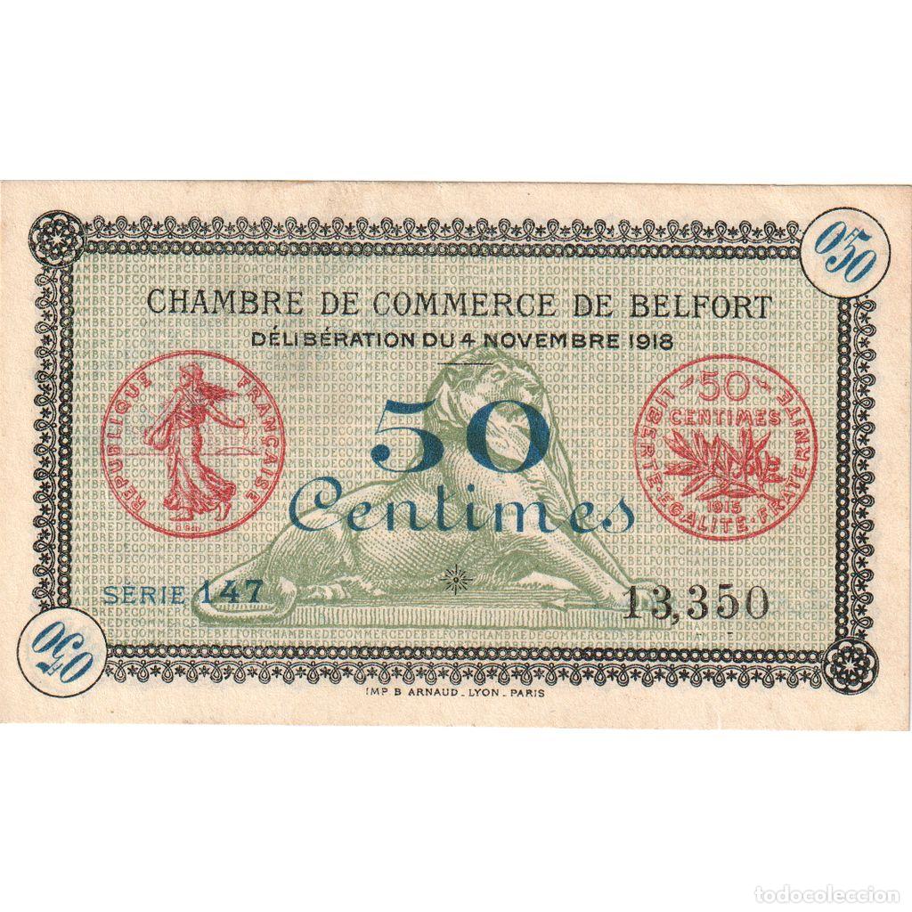 Billetes extranjeros: [#1234351] Francia, Belfort, 50 Centimes, 1918-11-04, Chambre de Commerce, MBC+