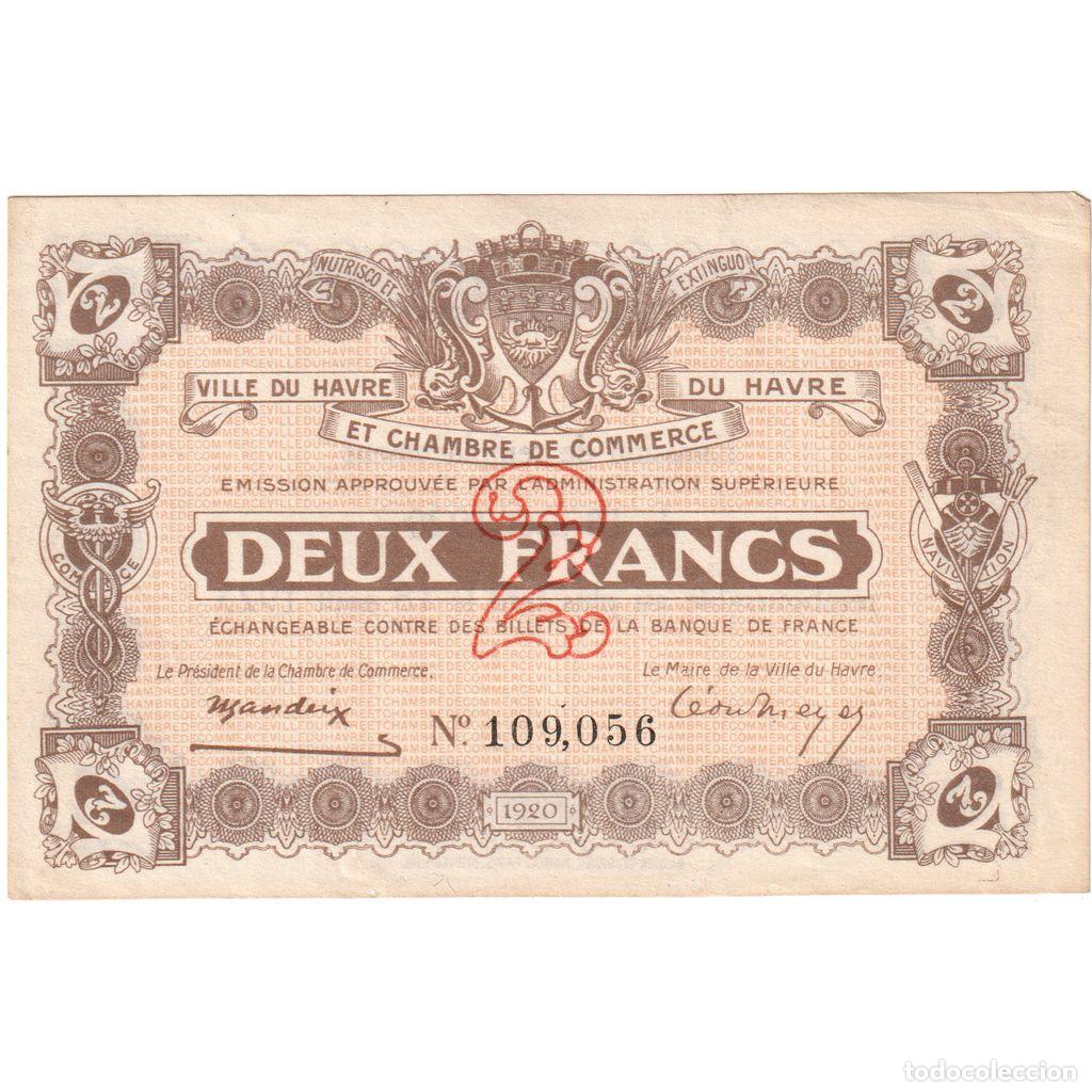 Billetes extranjeros: [#1234355] Francia, Le Havre, 2 Francs, Undated (1920), Chambre de Commerce, MBC