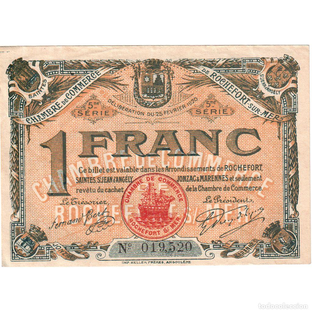 Billetes extranjeros: [#1234356] Francia, ROCHEFORT S/MER, 1 Franc, 1925-12-31, 250,186, MBC, Pirot:107-19