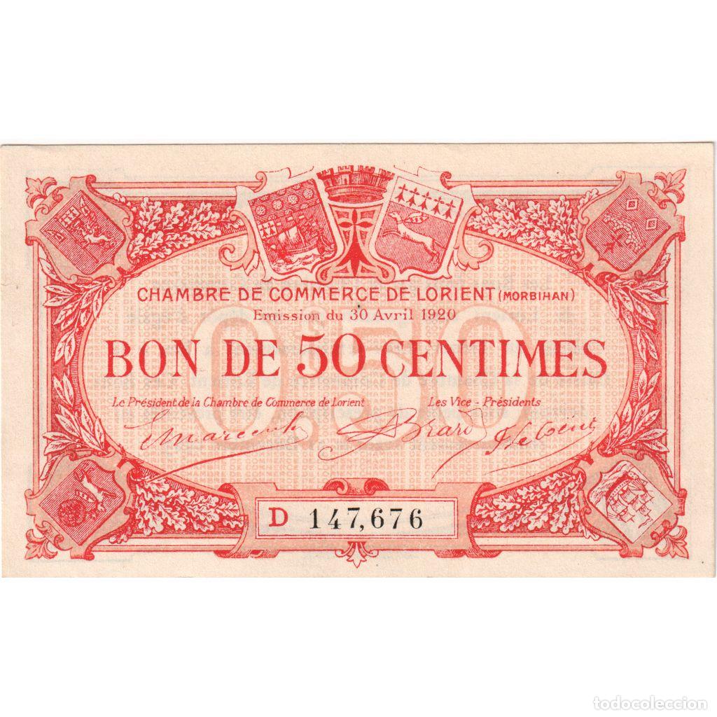 Billetes extranjeros: [#1234358] Francia, Lorient, 50 Centimes, 1920-04-30, Chambre de commerce / Bon de, SC