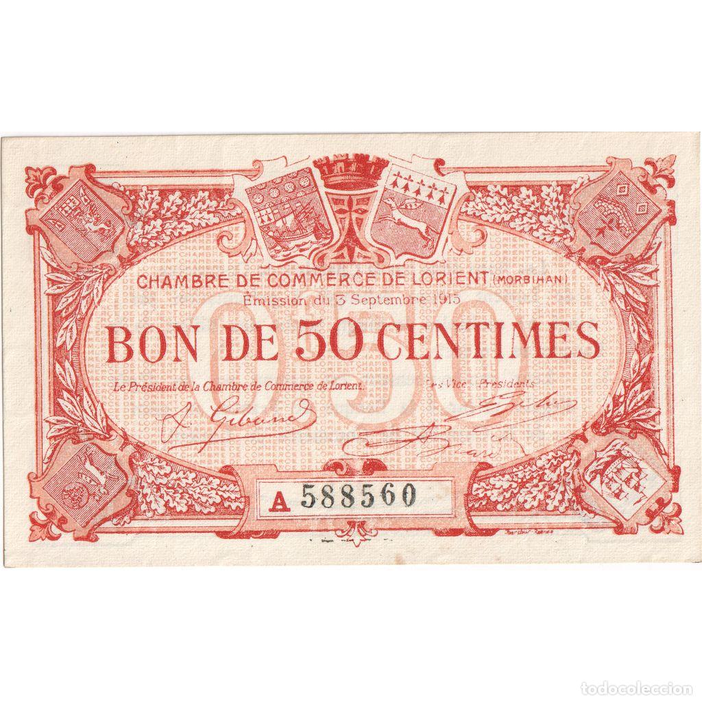 Billetes extranjeros: [#1234359] Francia, Lorient, 50 Centimes, 1915-09-03, Chambre de commerce / Bon de, SC