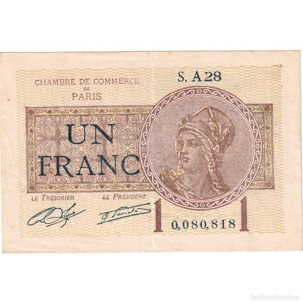 Billetes extranjeros: [#1234361] Francia, 1 Franc, Chambre de Commerce de Paris, 1919, S.A28, MBC+