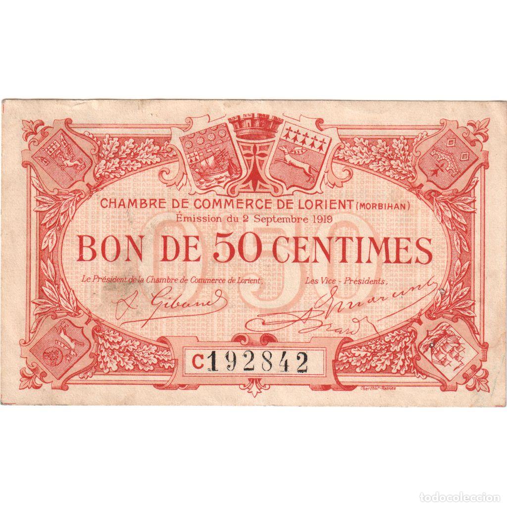 Billetes extranjeros: [#1234360] Francia, Lorient, 50 Centimes, 1919-09-02, Chambre de commerce / Bon de, SC