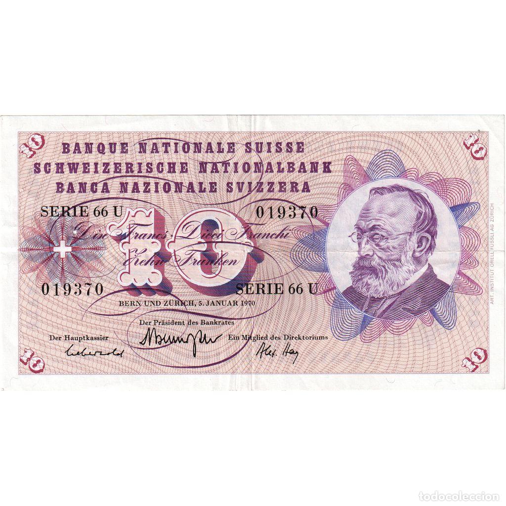 Billetes extranjeros: [#1234369] Billete, 10 Franken, 1974, Suiza, MBC