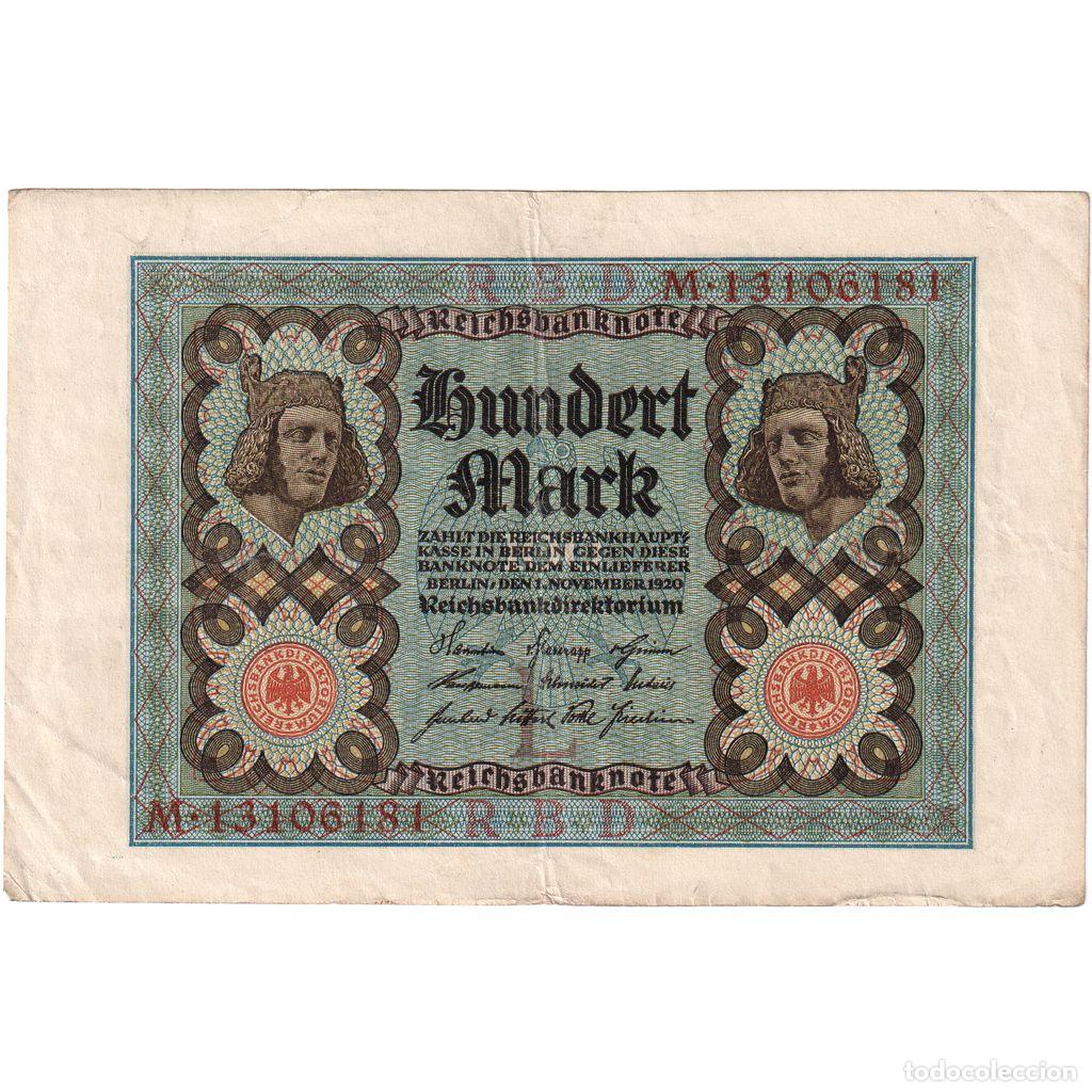 Billetes extranjeros: [#1234408] Billete, 100 Mark, Alemania, 1920-11-01, KM:69a, MBC