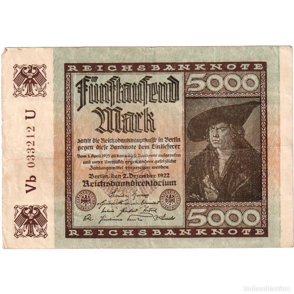 Billetes extranjeros: [#1234411] Billete, 5000 Mark, Alemania, 1922-12-02, KM:81a, MBC+