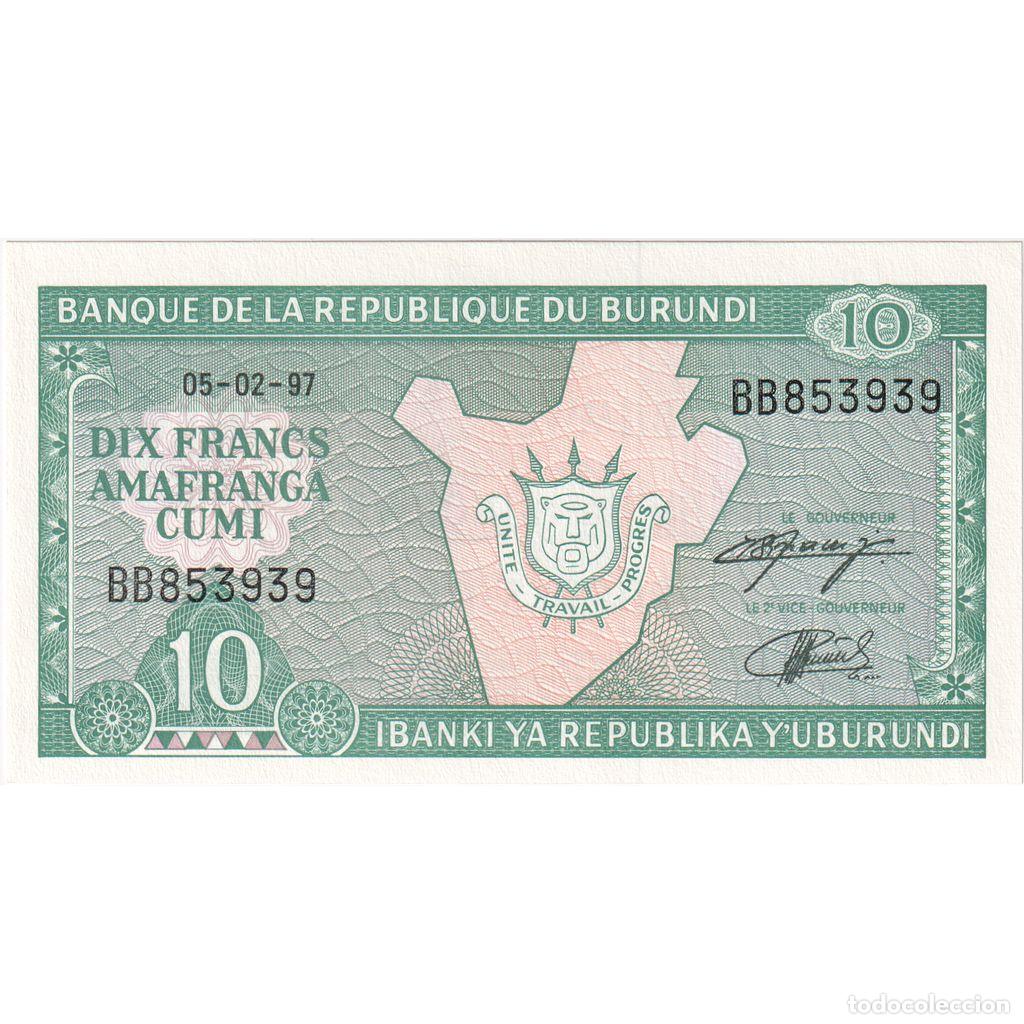Billetes extranjeros: [#1234429] Burundi, 10 Francs, 1997-02-05, UNC