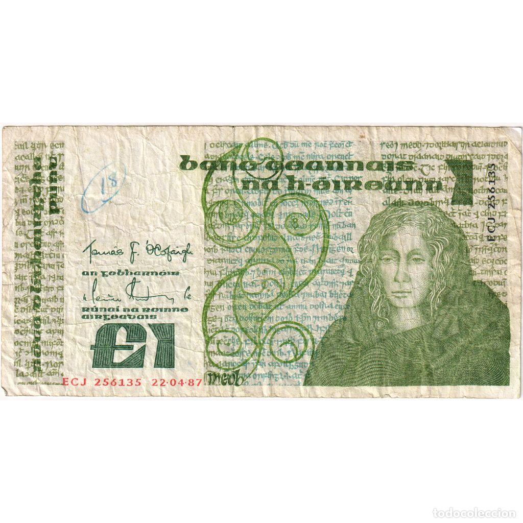 Billetes extranjeros: [#1234543] REP&Uacute;BLICA DE IRLANDA, 1 Pound, 1987-04-22, BC