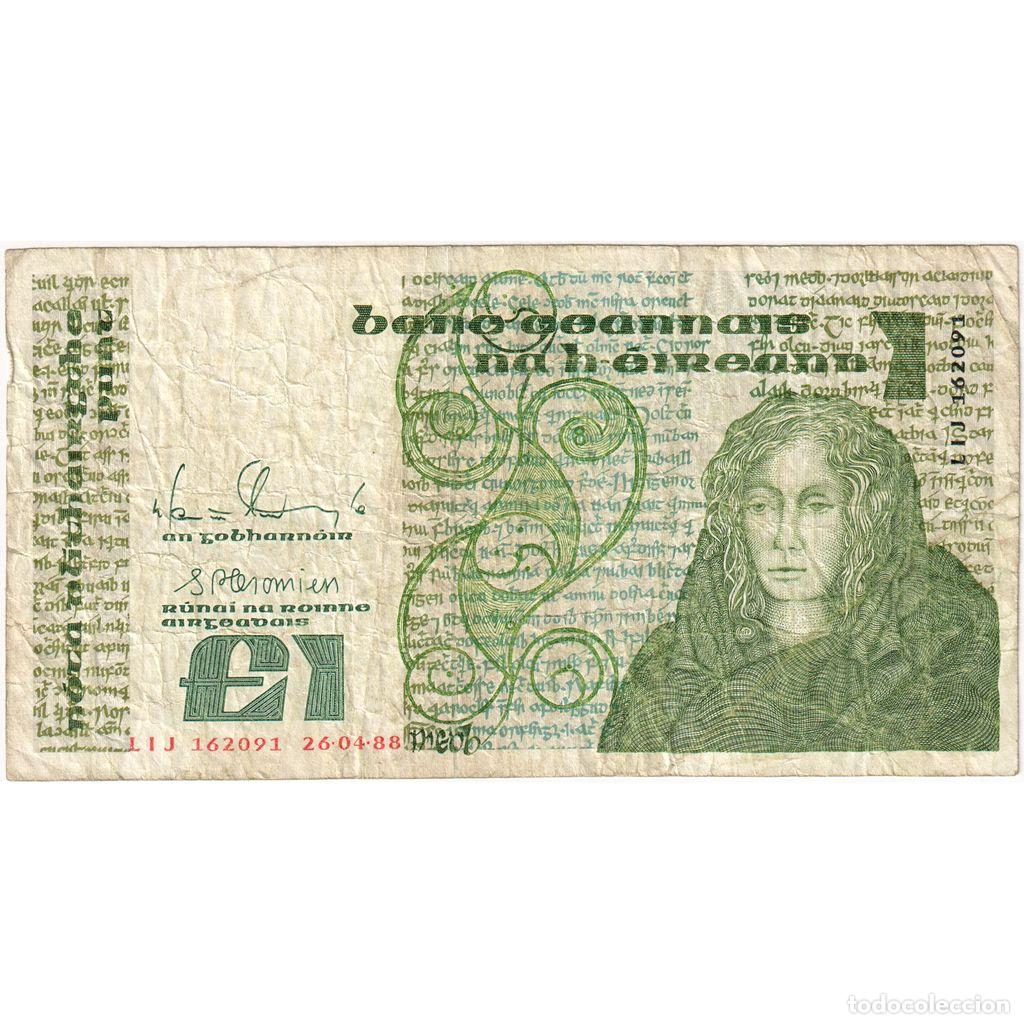 Billetes extranjeros: [#1234545] REP&Uacute;BLICA DE IRLANDA, 1 Pound, 1988-04-26, BC