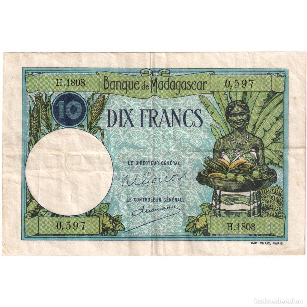 Billetes extranjeros: [#1234536] Madagascar, 10 Francs, MBC