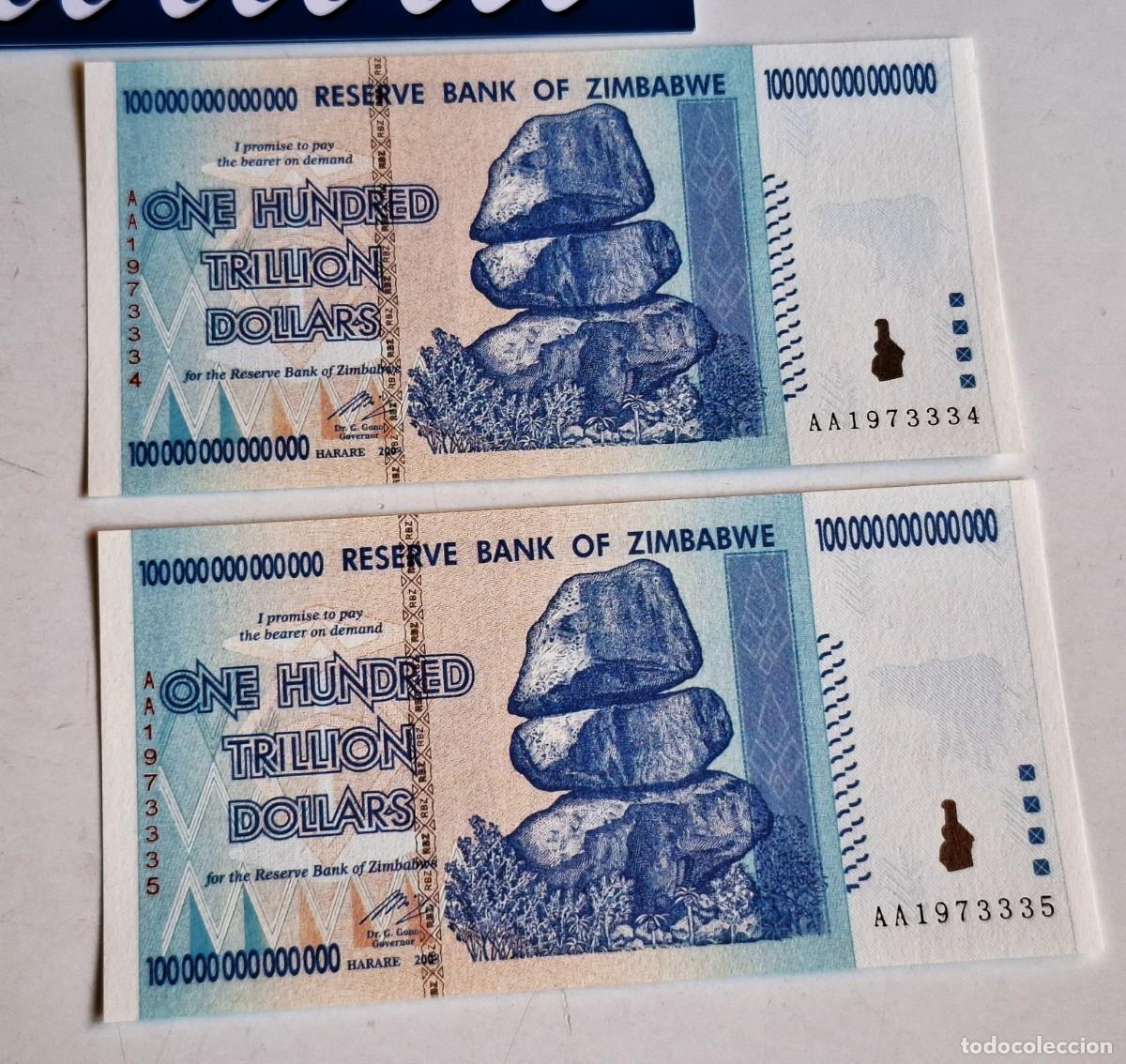 Billetes extranjeros: DOS BILLETES DE ZIMBABWE UNC - Foto 2