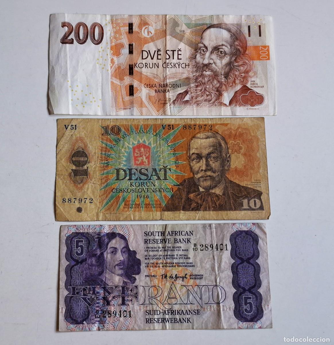 Billetes extranjeros: LOTE DE BILLETES VARIOS CHECOSLOVAKIA Y SOUTH AFRICAN